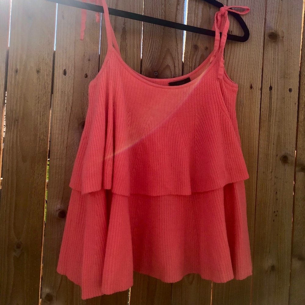 J. Crew Tiered Top in Merino 100% Wool Coral Size XS